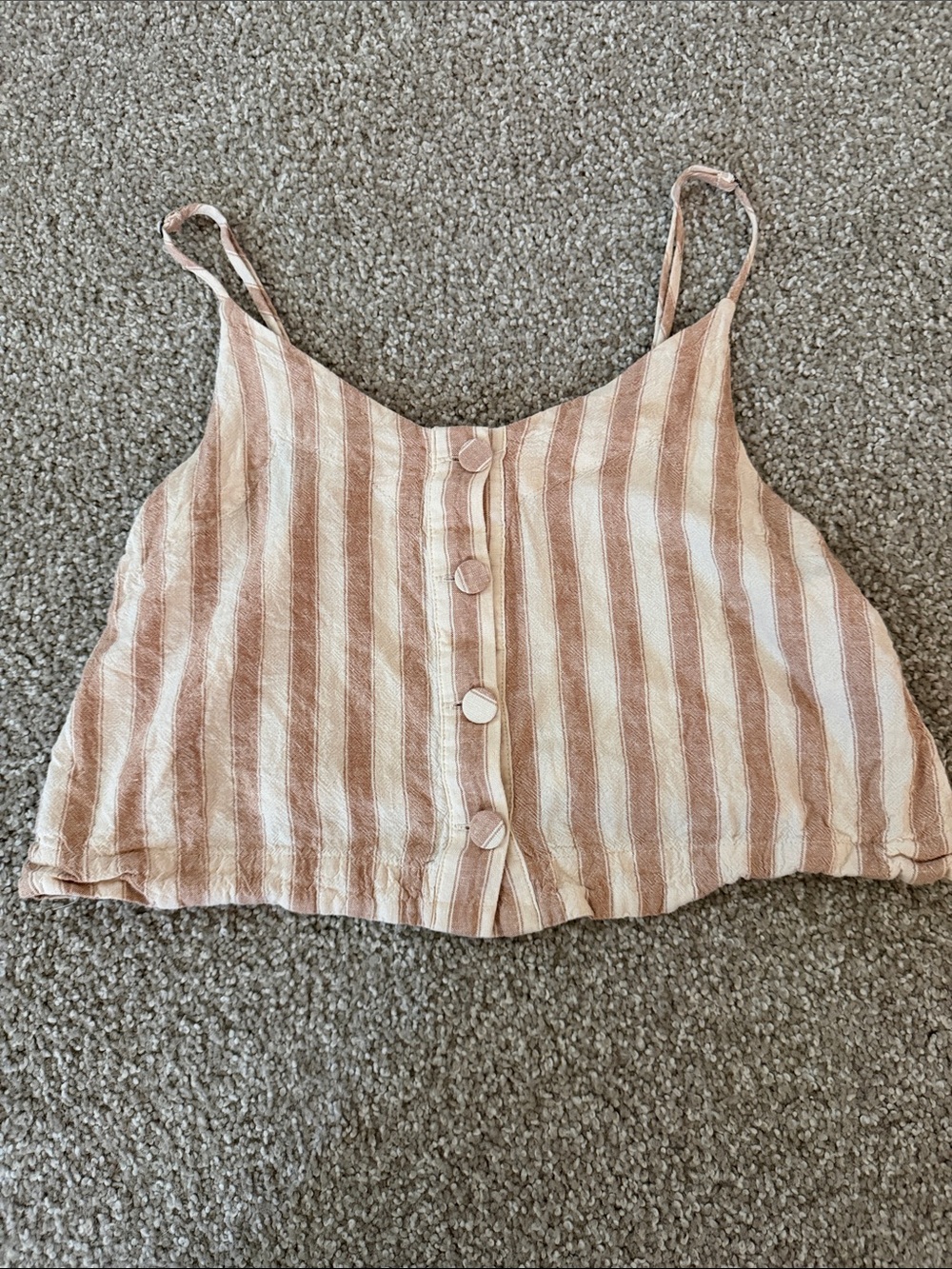 Splendid Blush and White Striped Button-Front Cropped Cami